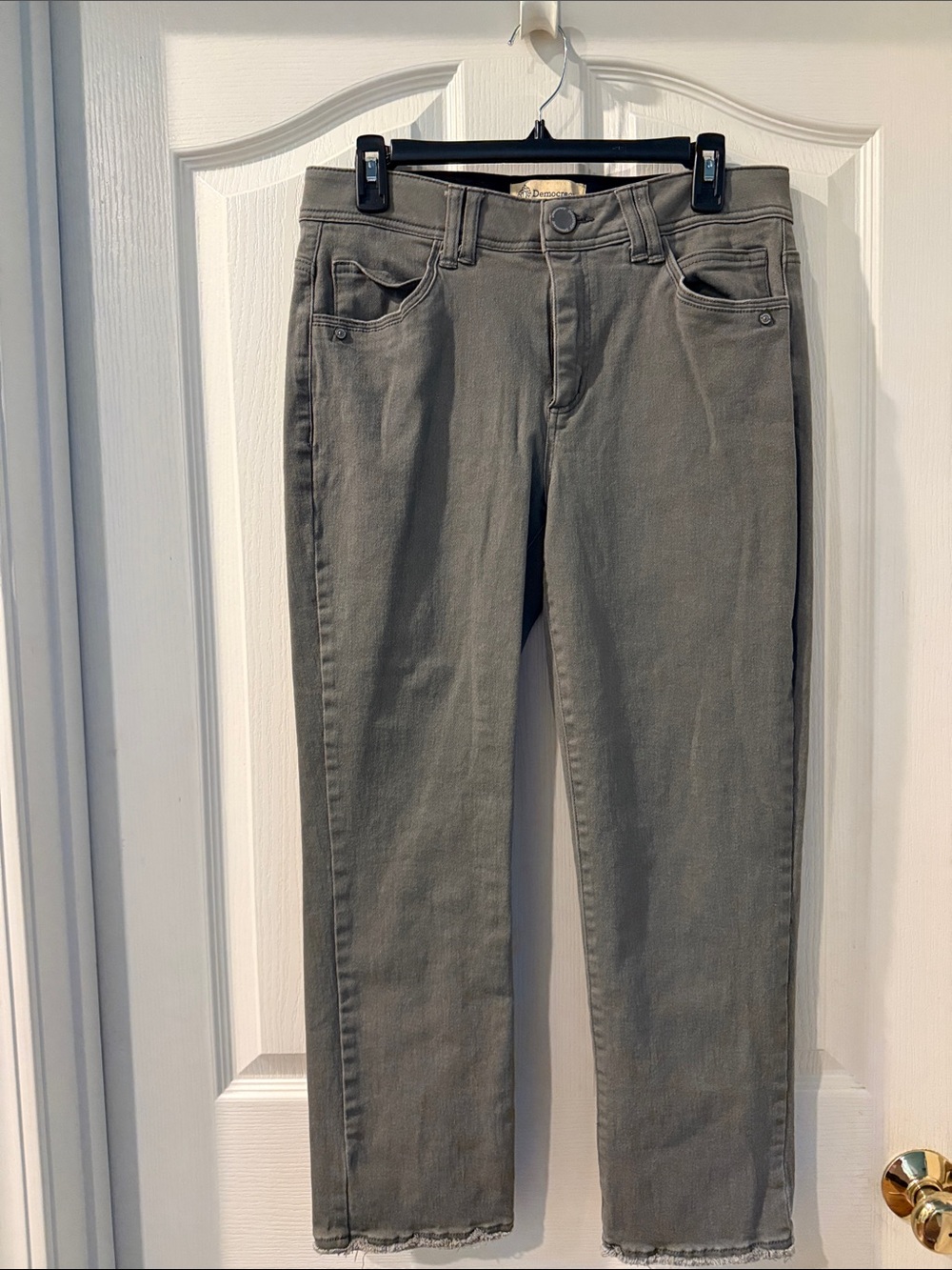 Democracy Women's Gray Straight Leg Jeans with Subtle Fray